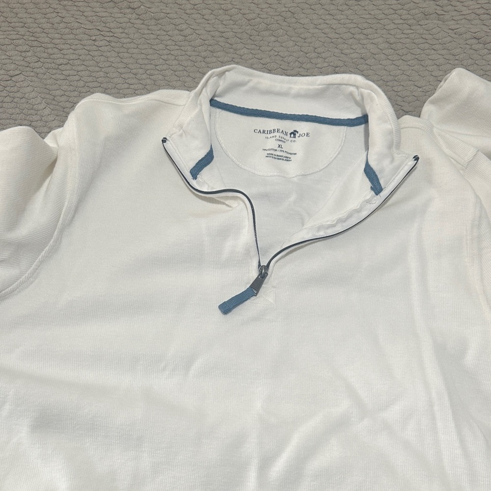Caribbean Joe White Quarter-Zip Men's Sweatshirt